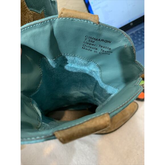 coconuts by matisse boots Cimmaron Size 7.5 Cowboy Boots Tan And Aqua Blue - Picture 7 of 7